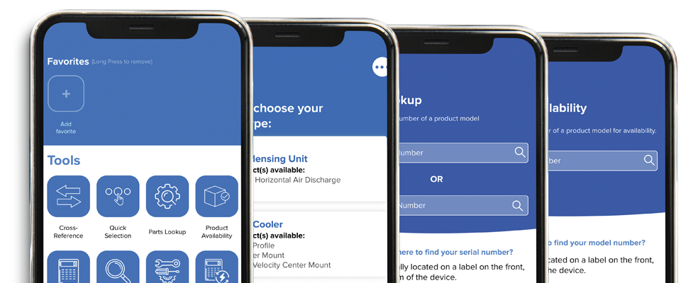 Heatcraft Refrigeration toolkit mobile app, a digital tool for product selection, cross reference, box load etc.